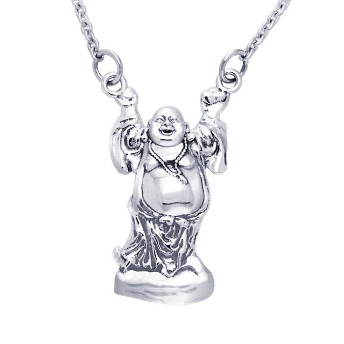 Happy Buddha Hotei Silver Necklace TNC090 - Jewelry