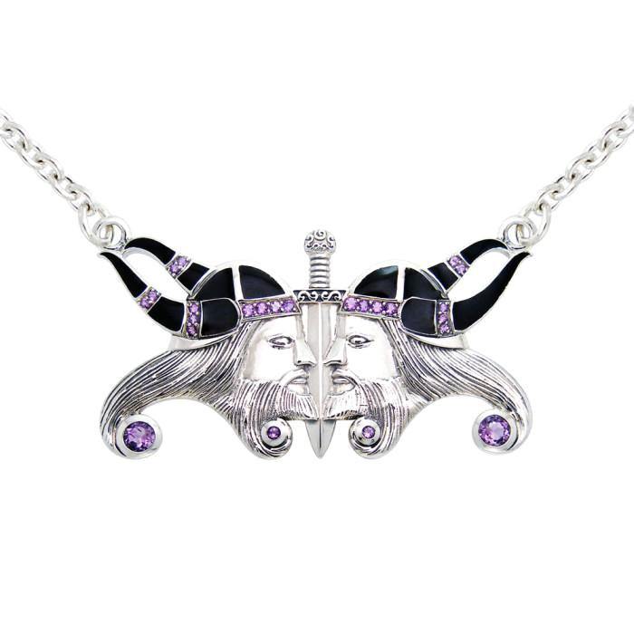 Viking Warrior Sterling Silver Necklace with Gemstone TNC136 - Jewelry
