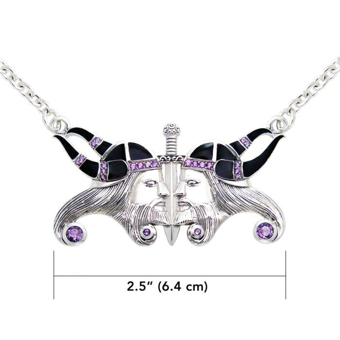 Viking Warrior Sterling Silver Necklace with Gemstone TNC136 - Jewelry