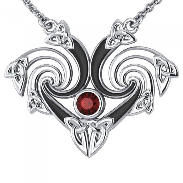 Representation that lies in the Universe Silver Triquetra Necklace with Gemstone TNC160 - Jewelry
