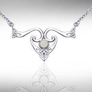 The elegance of Celtic Heritage Silver Celtic Triquetra Necklace with Gemstone TNC162 - Jewelry