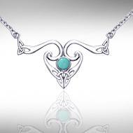 The elegance of Celtic Heritage Silver Celtic Triquetra Necklace with Gemstone TNC162 - Jewelry