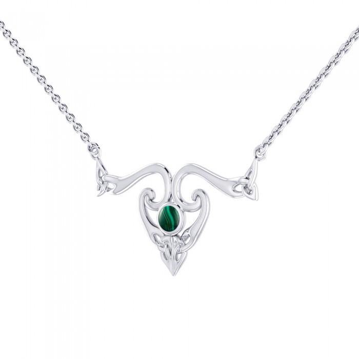 The elegance of Celtic Heritage Silver Celtic Triquetra Necklace with Gemstone TNC162 - Jewelry
