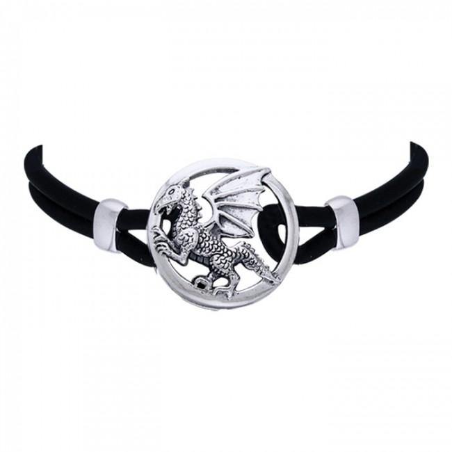 Sterling Silver Dragon Leather Cord Necklace TNC250 - Jewelry