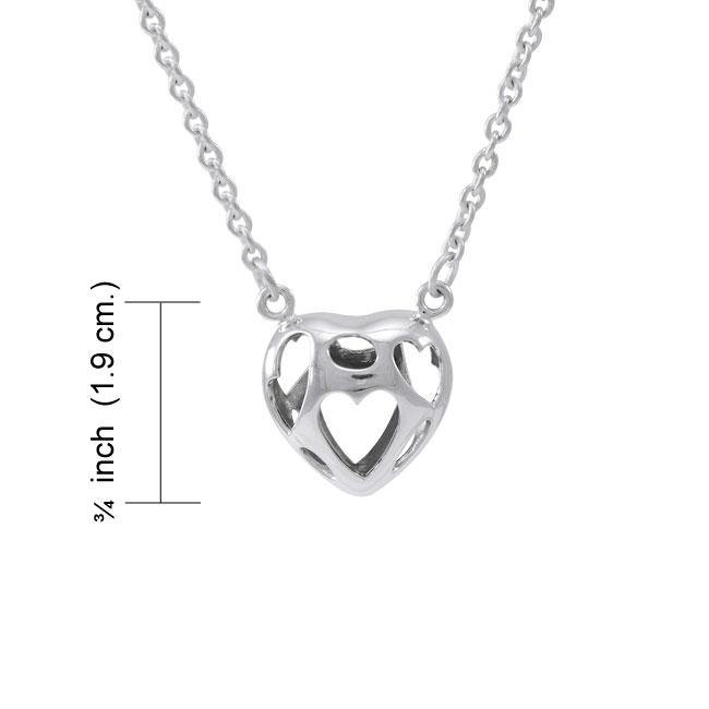 Bold Filigree Heart Silver Necklace TNC425P - Jewelry