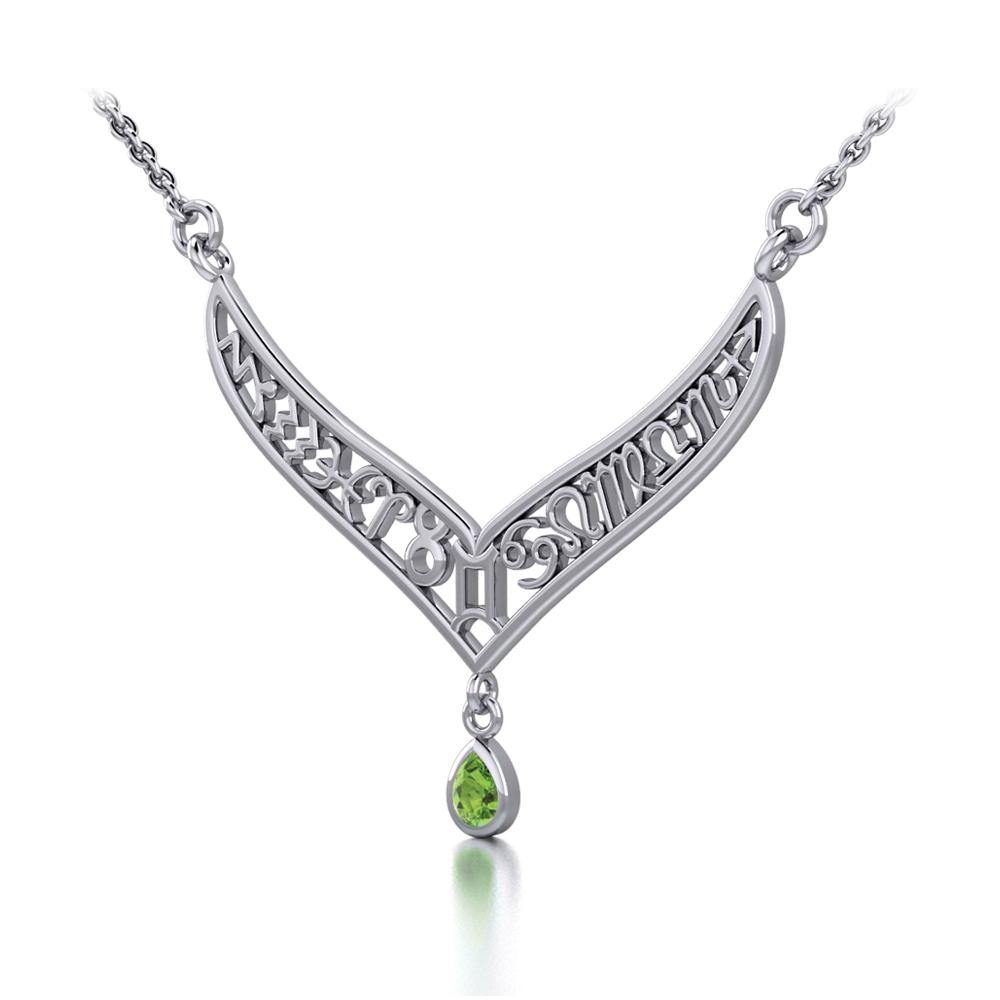12 Zodiac Symbols Silver Necklace with Teardrop Birthstone of your choice - Jewelry