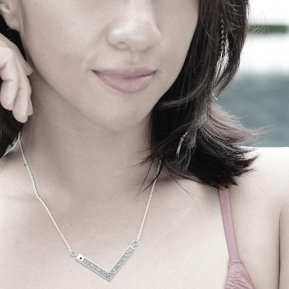 12 Zodiac Symbols Silver Necklace with round Birthstone of your choice - Jewelry