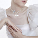 A worthwhile quest Silver with inlaid Manta Ray Wire Necklace TNC471 - Jewelry