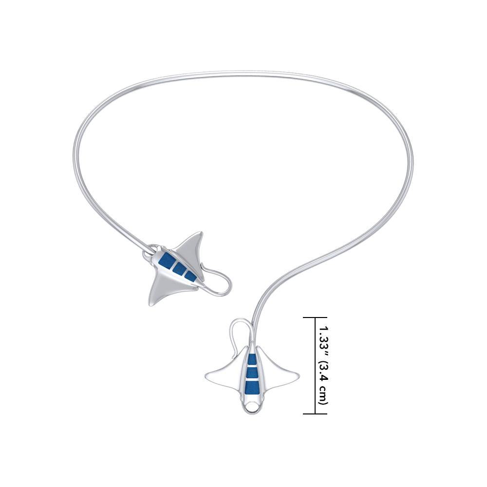 A worthwhile quest Silver with inlaid Manta Ray Wire Necklace TNC471 - Jewelry