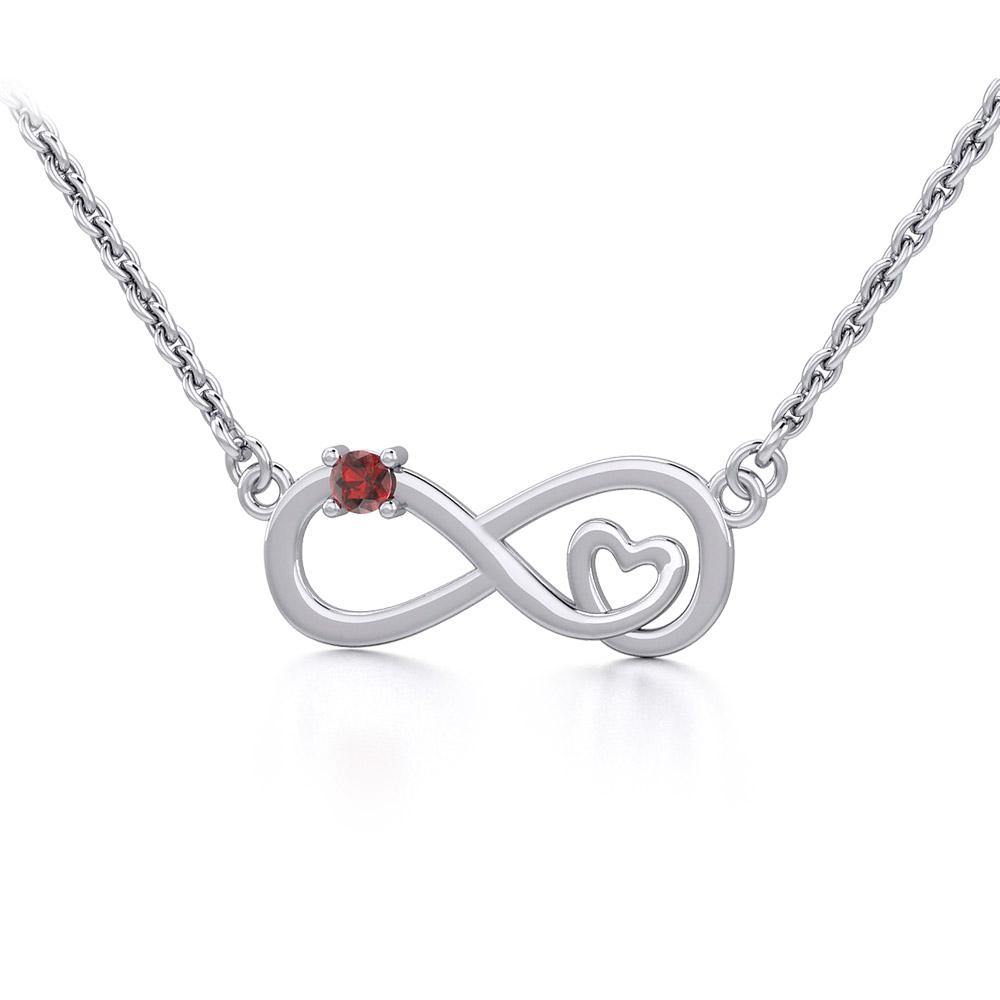 Infinity Heart Silver Necklace with Gemstone TNC485 - Jewelry