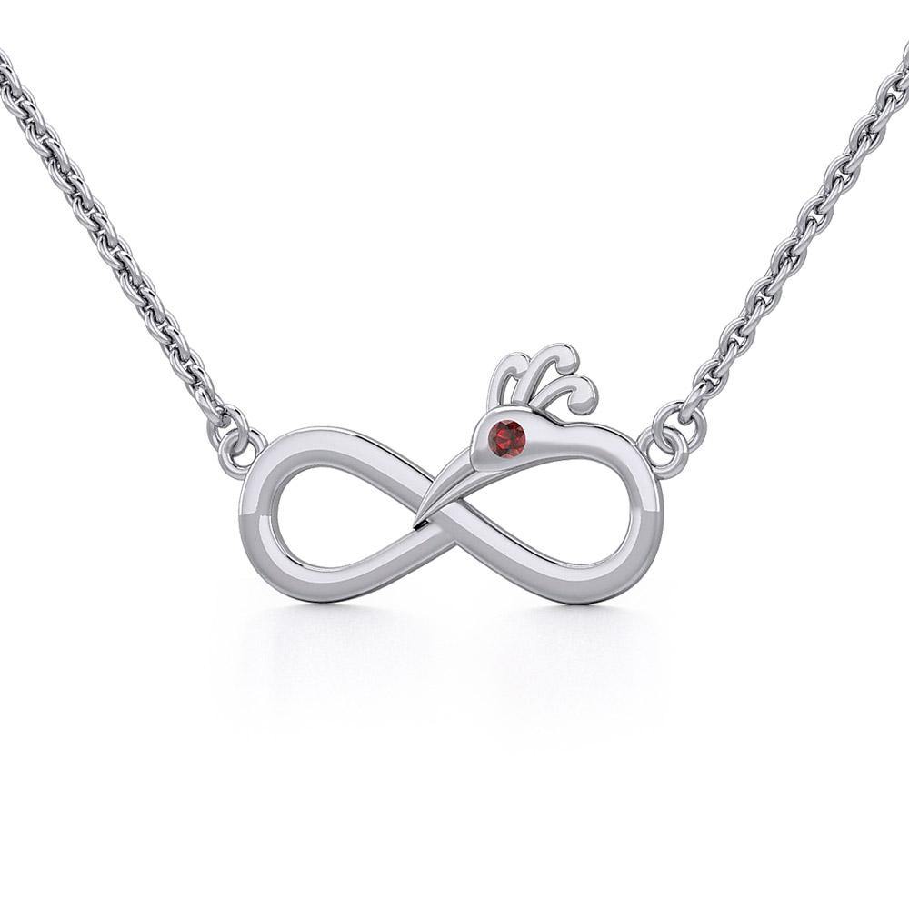 Infinity Peacock Silver Necklace with Gemstone TNC487 - Jewelry