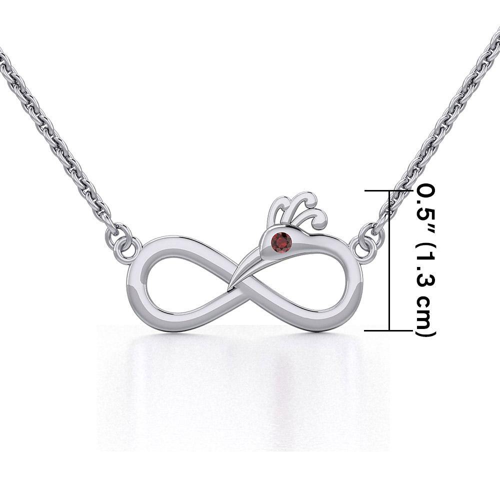 Infinity Peacock Silver Necklace with Gemstone TNC487 - Jewelry
