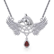 Celtic Pegasus Horse with Wing Sterling Silver Necklace TNC540