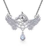 Celtic Pegasus Horse with Wing Silver Necklace TNC540 - Jewelry
