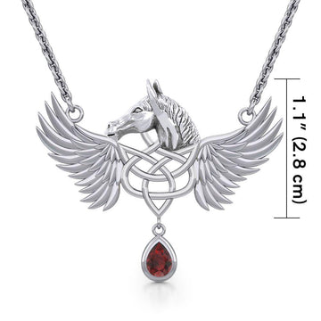 Celtic Pegasus Horse with Wing Silver Necklace TNC540 - Jewelry