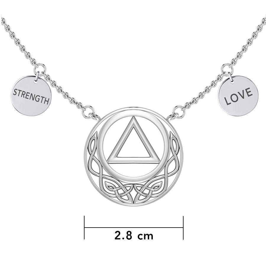 Love and Strength AA Recovery with Celtic Silver Necklace TNC552 - Jewelry