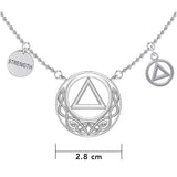 Strength AA Recovery with Celtic Silver Necklace TNC553 - Jewelry