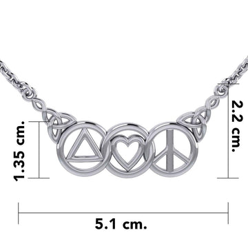Love Peace and Recovery Silver Necklace TNC556 - Jewelry