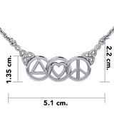 Love Peace and Recovery Silver Necklace TNC556 - Jewelry