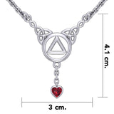 Love and Recovery Silver Necklace with Dangling Heart Gemstone TNC557 - Jewelry