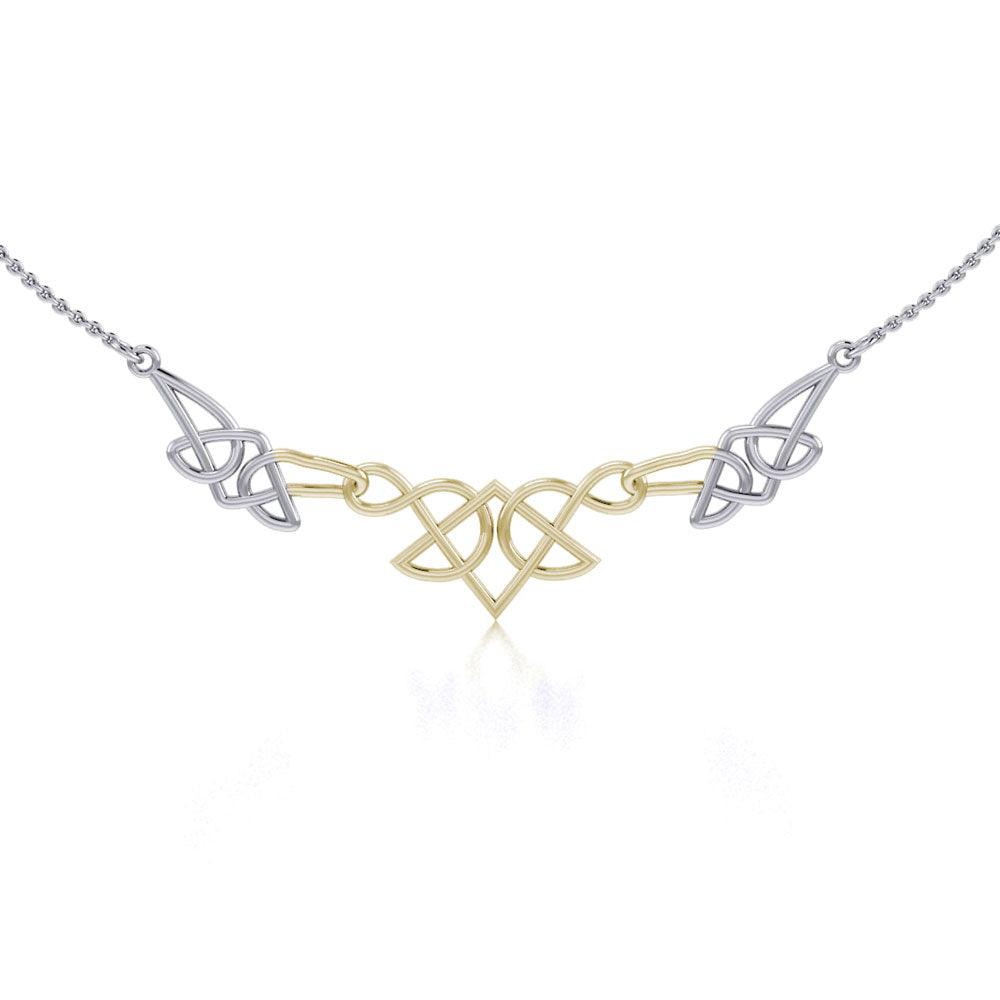 The beautiful art of eternity ~ Celtic Knotwork Sterling Silver Necklace Jewelry with Gold accent TNV003 - Jewelry