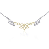 The beautiful art of eternity ~ Celtic Knotwork Sterling Silver Necklace Jewelry with Gold accent TNV003
