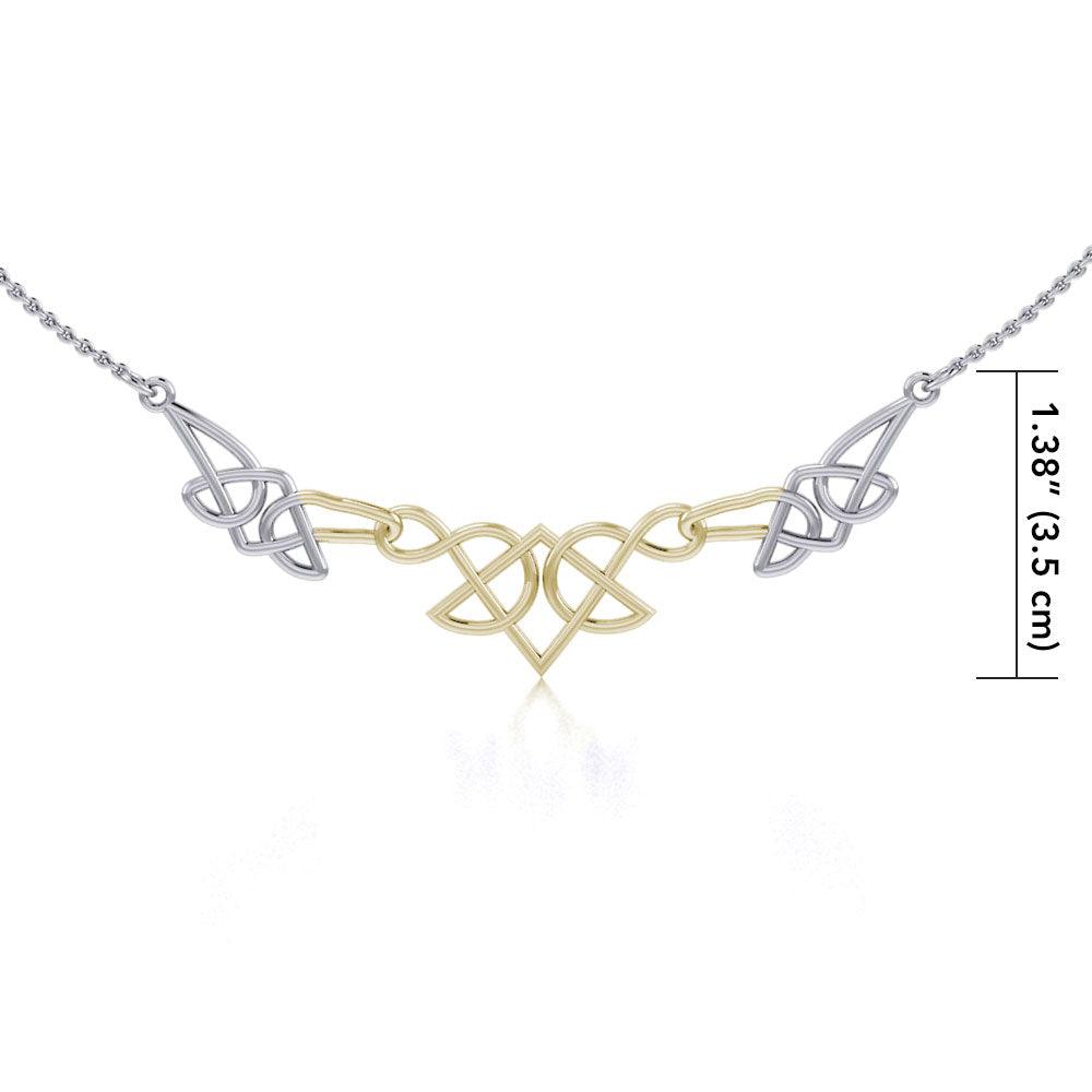 The beautiful art of eternity ~ Celtic Knotwork Sterling Silver Necklace Jewelry with Gold accent TNV003 - Jewelry