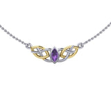 Celtic Knot Gold Accent Silver Necklace TNV116 - Jewelry
