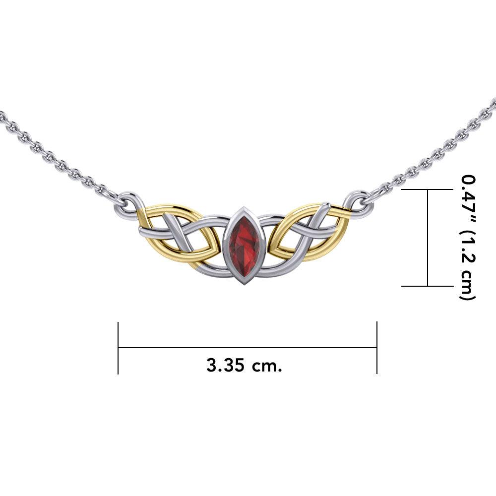 Celtic Knot Gold Accent Silver Necklace TNV116 - Jewelry