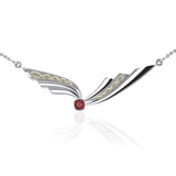 Celtic Knot Sterling Silver and Gold Accent Necklace with Gemstone TNV190