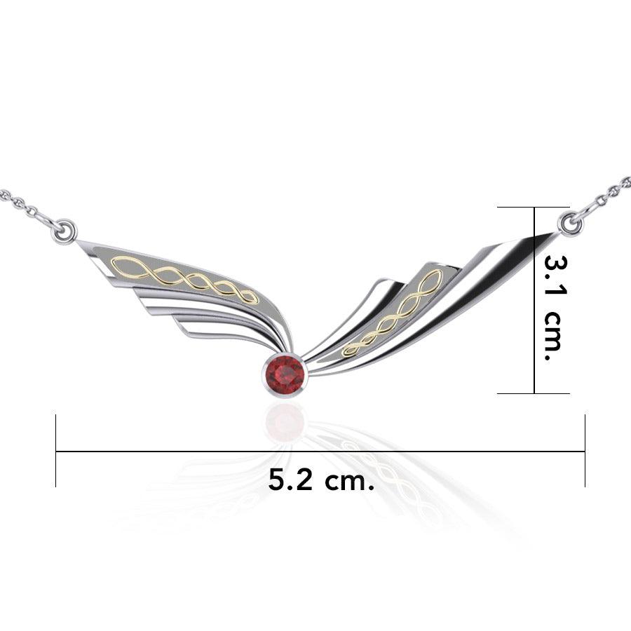 Celtic Knot Silver and Gold Accent Necklace with Gemstone TNV190 - Jewelry