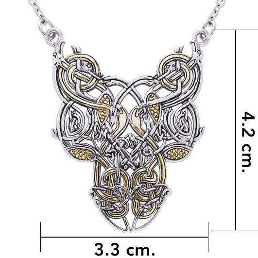 Celtic Knot Bird Silver and Gold Accent Necklace TNV294 - Jewelry