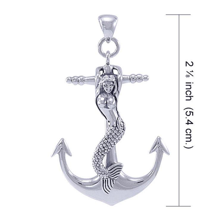 Mermaid on Anchor Silver Pendant TP1006 - Jewelry