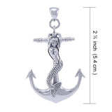 Mermaid on Anchor Silver Pendant TP1006 - Jewelry