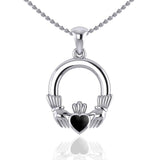 Irish Claddagh Silver Pendant with Gemstone Inlay TP101 - Jewelry