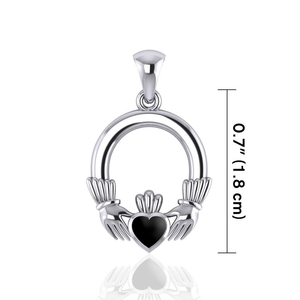 Irish Claddagh Silver Pendant with Gemstone Inlay TP101 - Jewelry