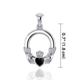 Irish Claddagh Silver Pendant with Gemstone Inlay TP101 - Jewelry