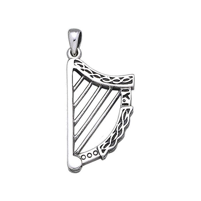 Celtic Knotwork Harp Silver Pendant TP1026 - Jewelry