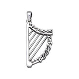 Celtic Knotwork Harp Sterling Silver Pendant TP1026