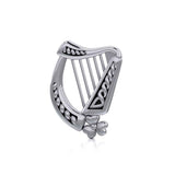 Hear the music of the Celtic Harp adorned with a Shamrock ~ Sterling Silver Pendant TP1125