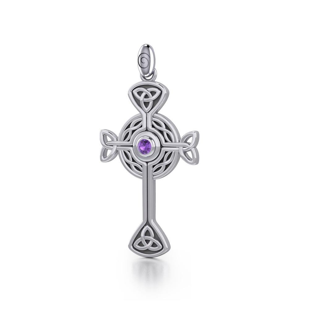 Spiritual and divine focus ~ Sterling Silver Jewelry Modern Celtic Cross Pendant TP1370 - Jewelry