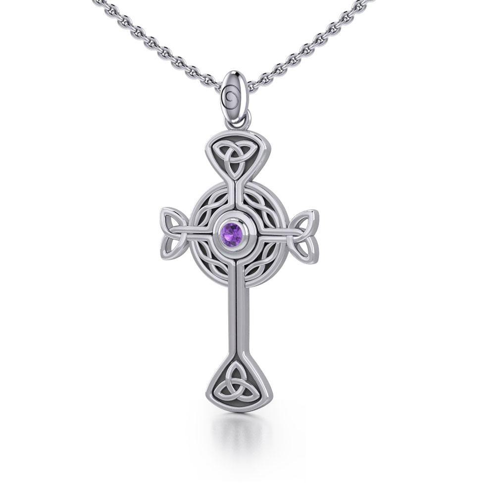 Spiritual and divine focus ~ Sterling Silver Jewelry Modern Celtic Cross Pendant TP1370 - Jewelry