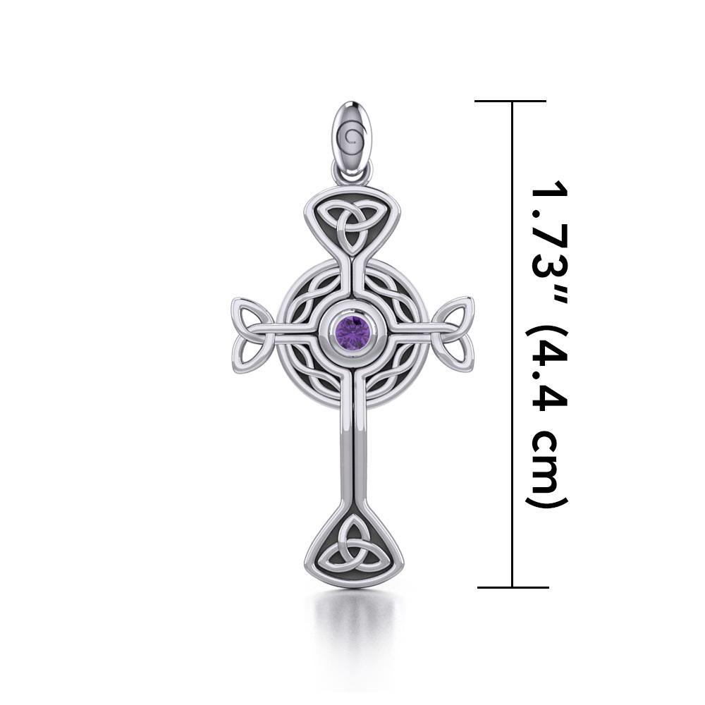Spiritual and divine focus ~ Sterling Silver Jewelry Modern Celtic Cross Pendant TP1370 - Jewelry