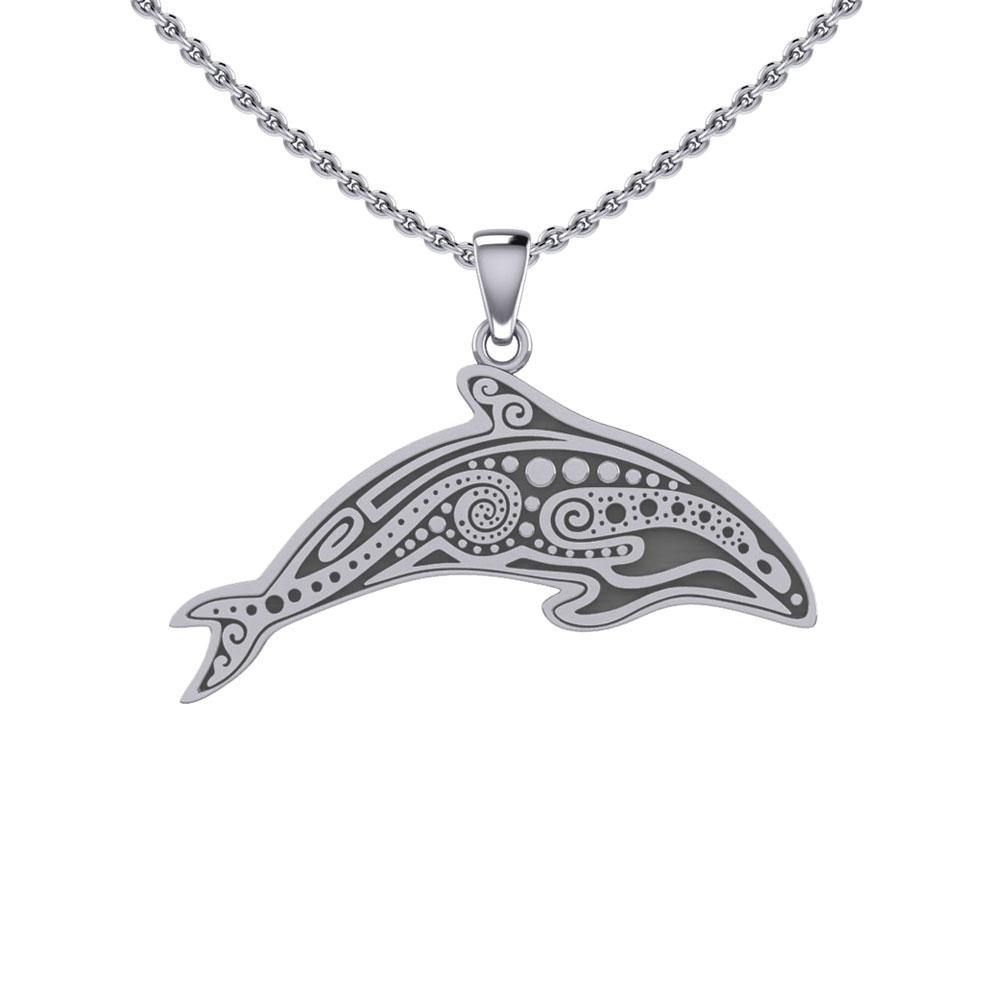 In the Dolphin's world of kind and calm ~ Sterling Silver Pendant TP1374 - Jewelry