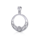 Claddagh & Celtic Knotwork Sterling Silver Pendant TP1442