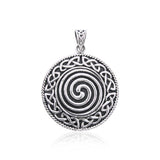 Large Celtic Knot Spiral Sterling Silver Pendant TP196