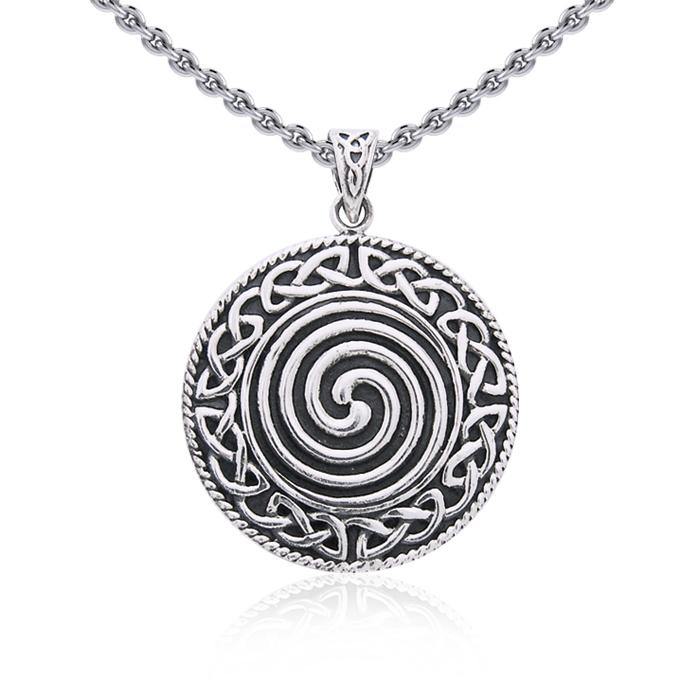 Large Celtic Knot Silver Spiral Pendant TP196 - Jewelry