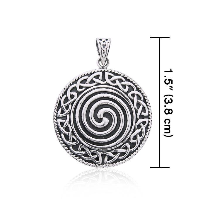 Large Celtic Knot Silver Spiral Pendant TP196 - Jewelry