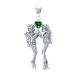 Gazing Dive Lovers Silver Pendant TP2685 - Jewelry