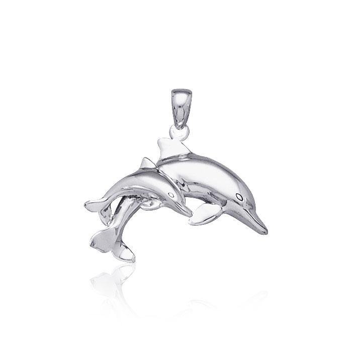 Mother and Baby Dolphin Silver Pendant TP2701 - Jewelry